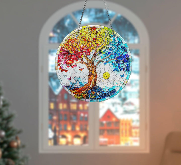 Blue & Red Life of tree Suncatcher Colorful Sun | Myphotostation
