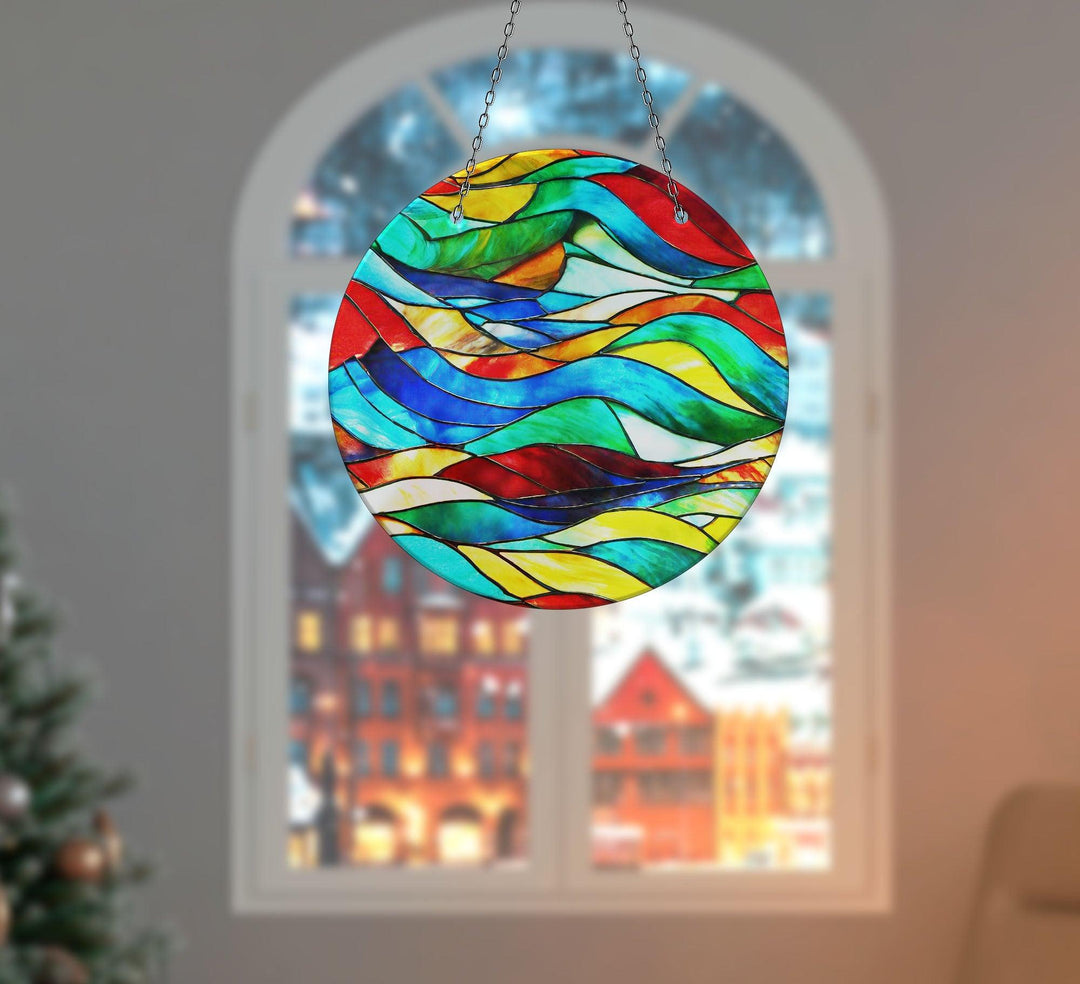 Colorful Abstract Line Suncatcher Stained Glass Suncatchers | Myphotostation
