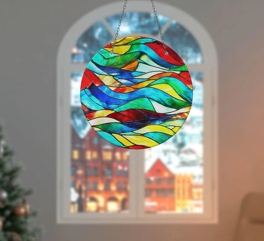 Colorful Abstract Line Suncatcher Stained Glass Suncatchers | Myphotostation
