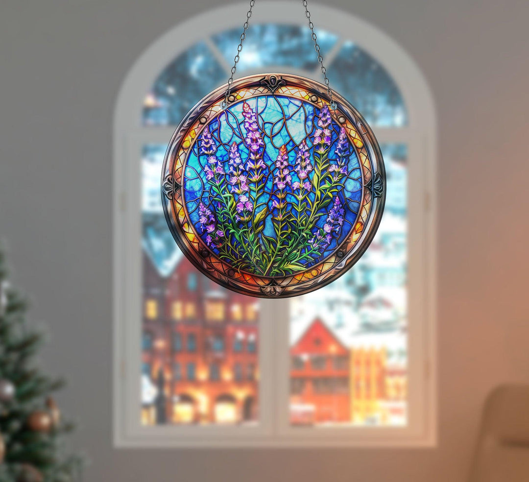 Lavender Feild Art  Stained  Suncatcher Beautiful Home Decor | Myphotostation
