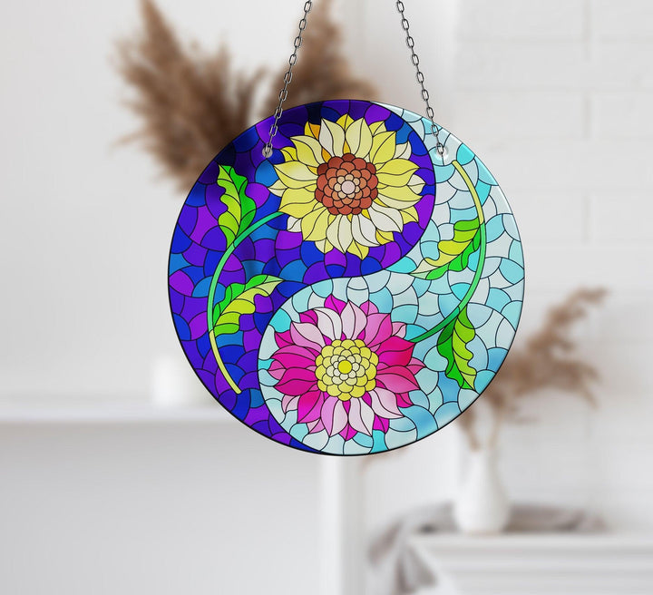 Stained Flower Yin-Yang Suncatcher Sun Catcher for Window | Myphotostation

