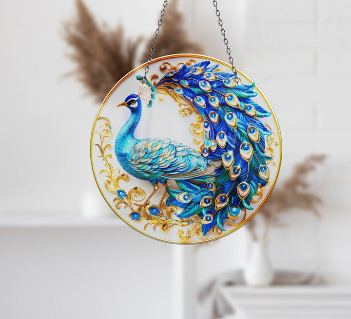 Blauer Pfau Sonnenfänger Dekor
