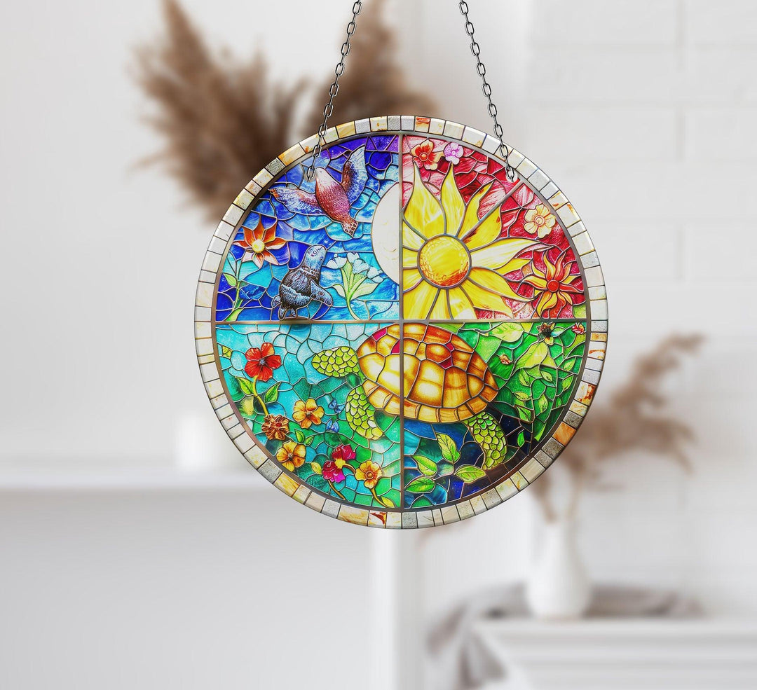 Sea Turtle Suncatcher Vibrant Stained Glass Suncatchers for Windows | Myphotostation
