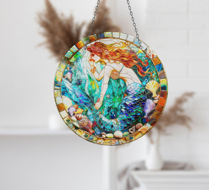 Mermaid Stained Suncatcher Durable Tempered Glass | Myphotostation
