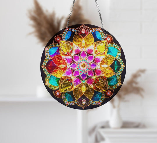 Mandala Pattern Stained Suncatcher Decor Brighten Any Space with Glass Suncatchers | Myphotostation
