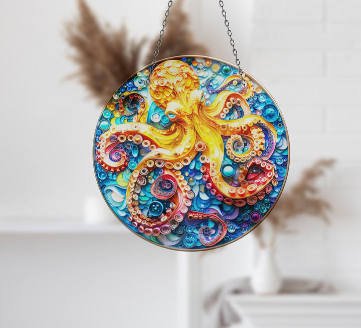 Orange Octopus Suncatcher Sun Catcher for Window | Myphotostation
