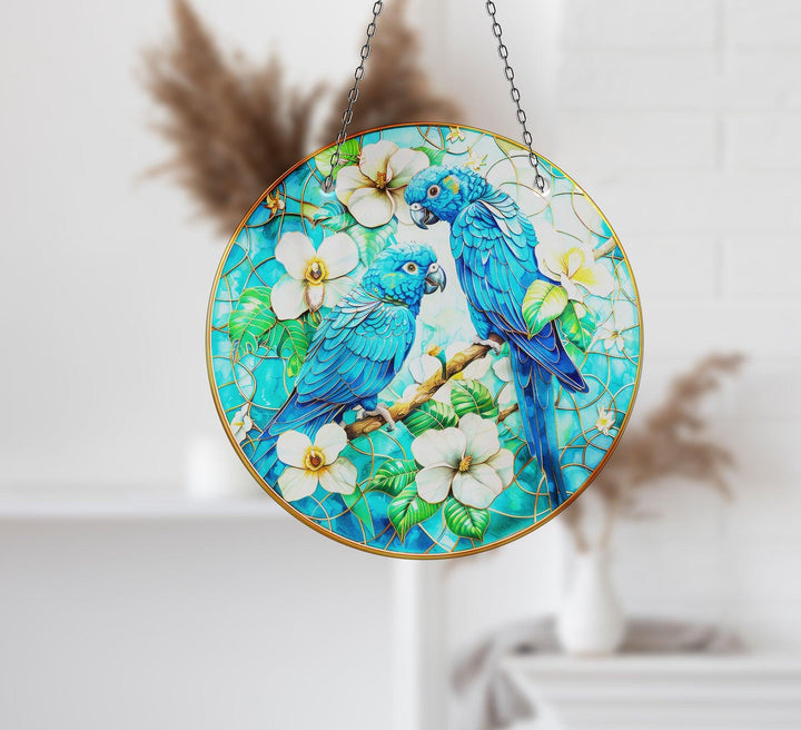 Blue Brids and Flowers Suncatcher Transform Windows with Suncatchers | Myphotostation
