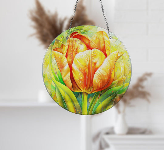 Orange Flower Suncatcher Decor Transform Windows with Suncatchers | Myphotostation
