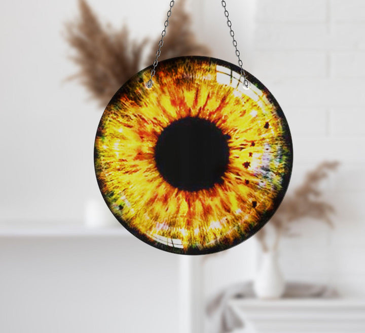 Yellow  Eye Suncatcher Decor Vibrant Stained Glass Suncatchers for Windows | Myphotostation
