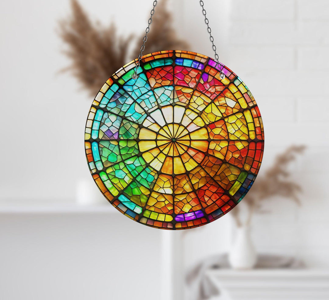 Colorful Stained Circle Suncatcher Glass Suncatchers | Myphotostation
