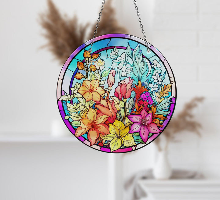 Colored Flowers Suncatcher Glass Suncatchers | Myphotostation
