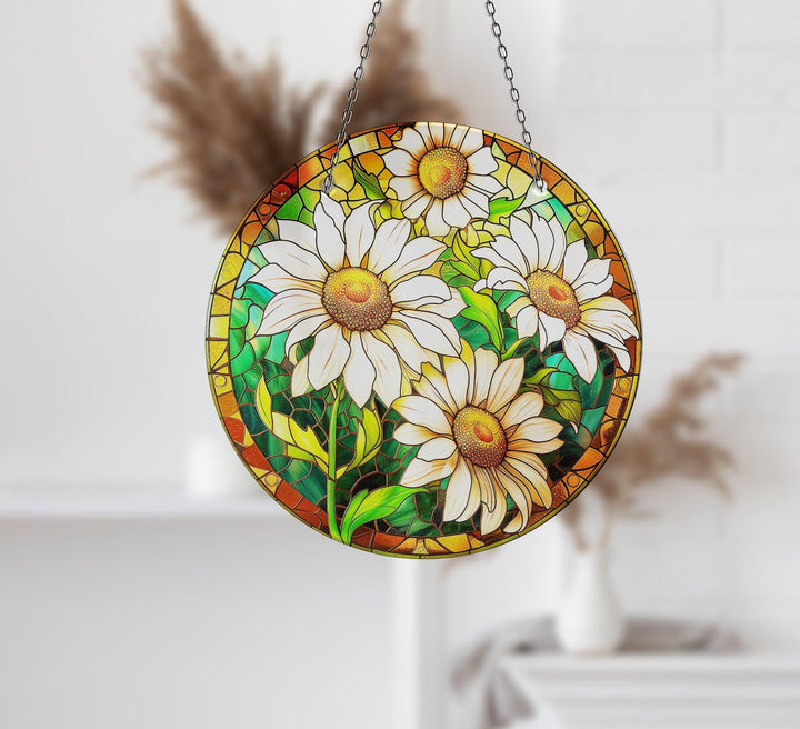 White Daisy Suncatcher Decor Glass Suncatchers | Myphotostation
