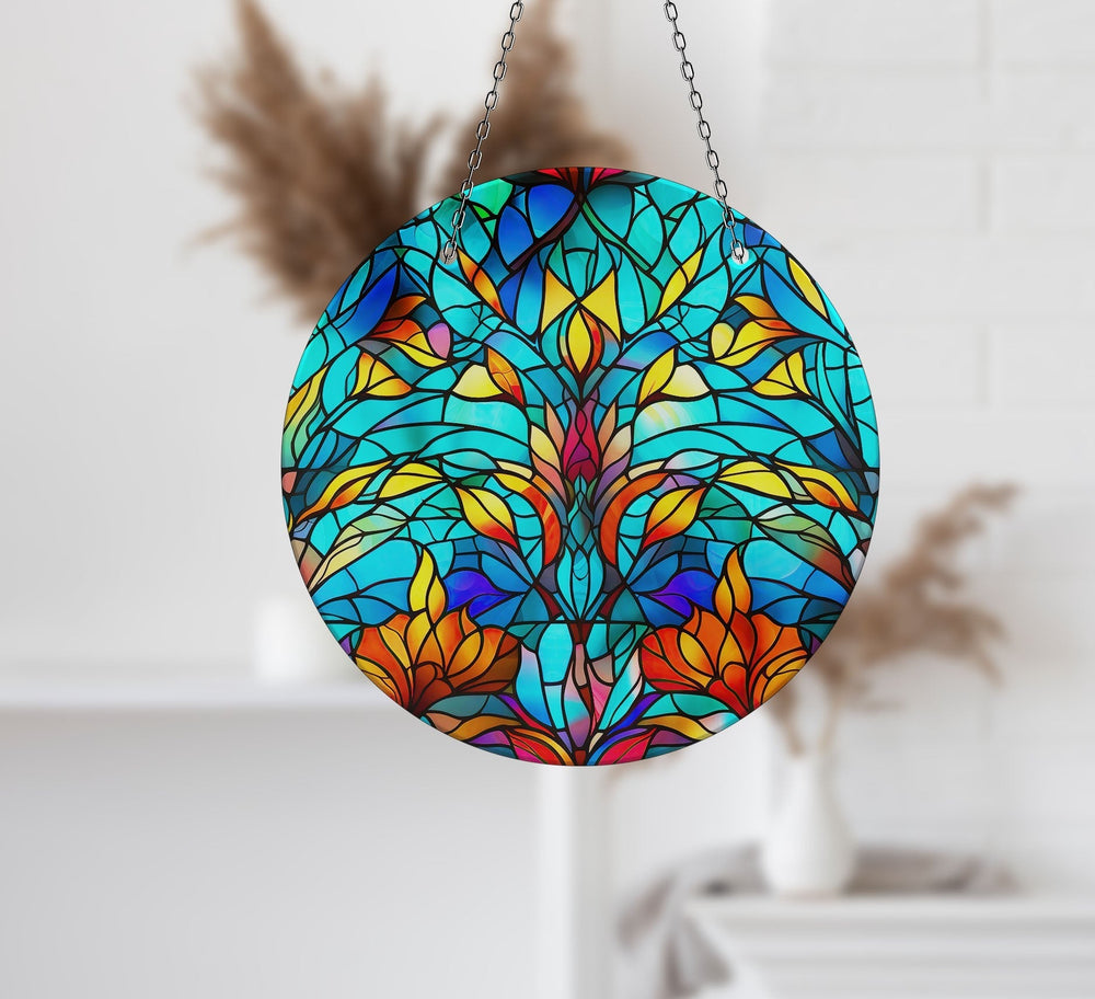 Green Flower Suncatcher Add Color with Stained Glass Suncatchers for Home | Myphotostation
