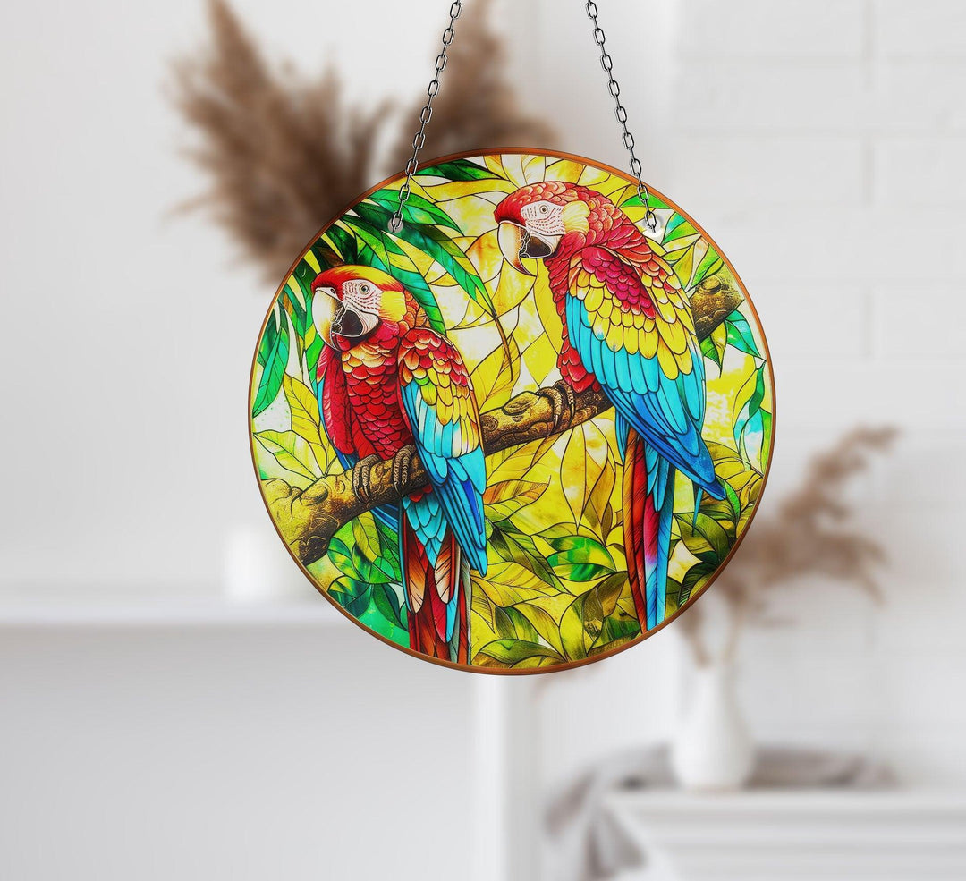 Colorful Parrots Suncatcher Decor Moon Suncatchers | Myphotostation
