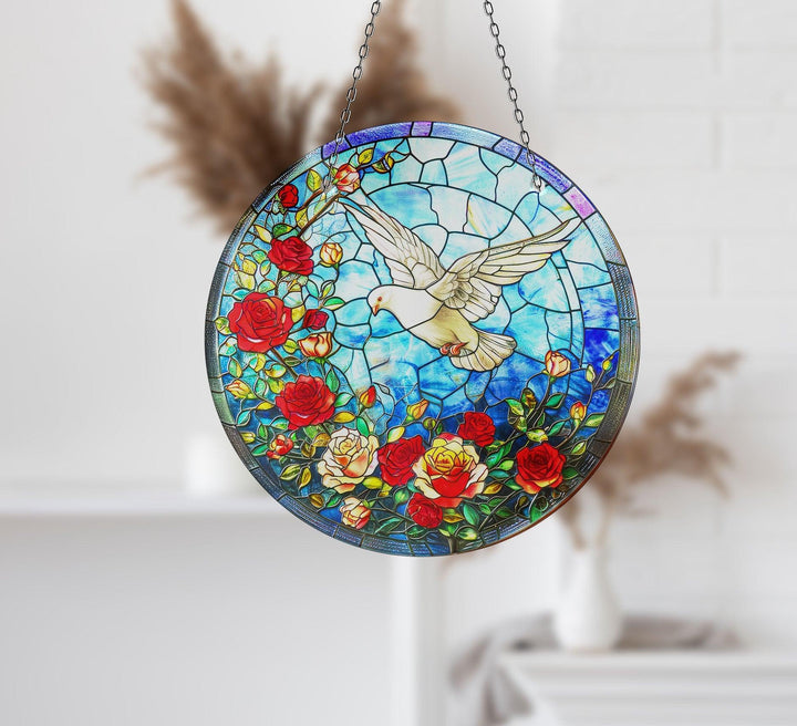 White Brids Stained Suncatcher Vibrant Stained Glass Suncatchers for Windows | Myphotostation
