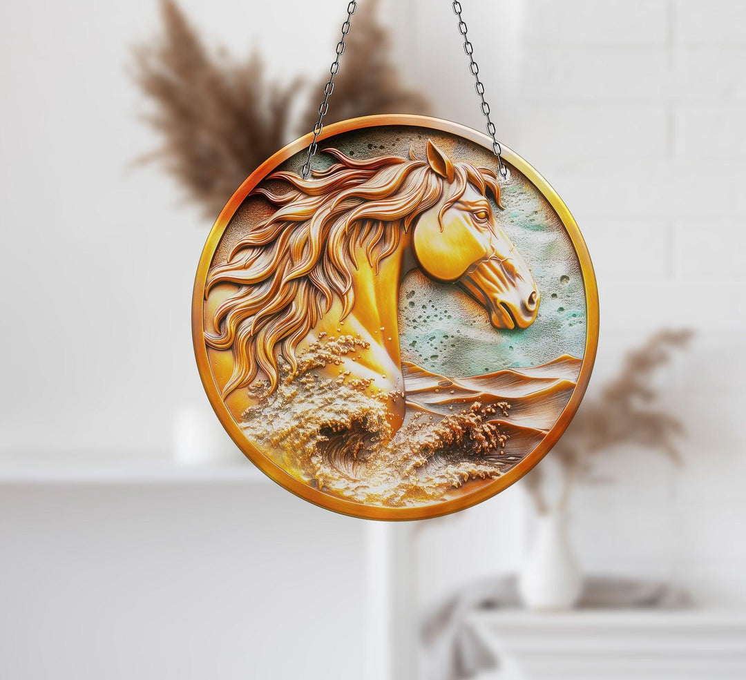 Golden Horse Suncatcher Stained Glass Suncatchers | Myphotostation
