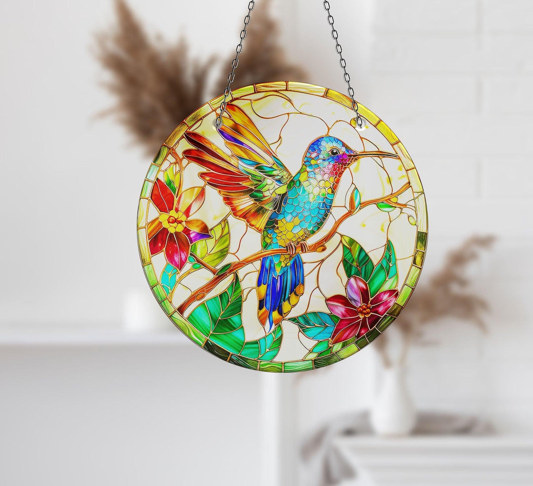 Colorful Birds Stained  Suncatcher Colorful Sun | Myphotostation 
