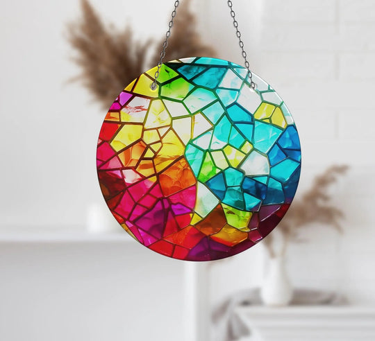 Colored Mosaic Design Suncatcher Stained Glass Suncatchers | Myphotostation
