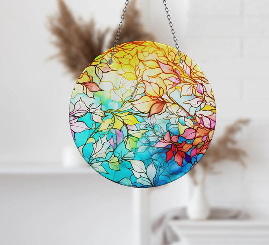 Suncatcher shiny colored stained design and gift perfect plus high quality print on glass