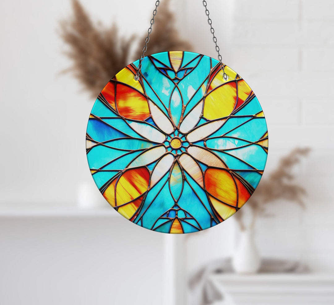 Turquoise Stained Suncatcher Tempered Glass | Myphotostation

