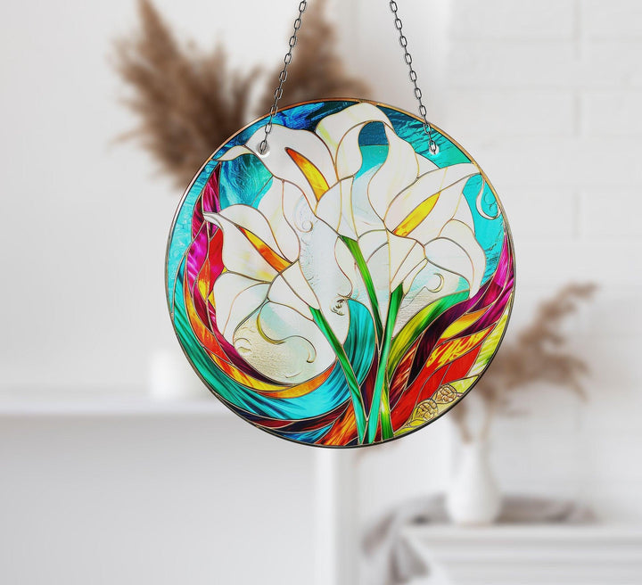 White Lilies Suncatcher Decor Transform Windows with Suncatchers | Myphotostation
