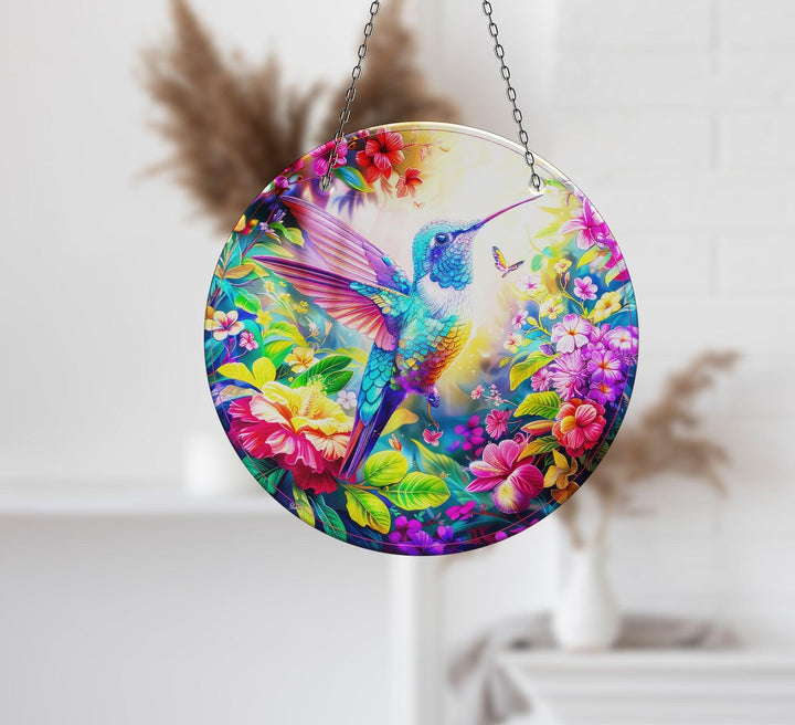 Stained Colorful Hummingbird Suncatcher Moon Suncatchers | Myphotostation
