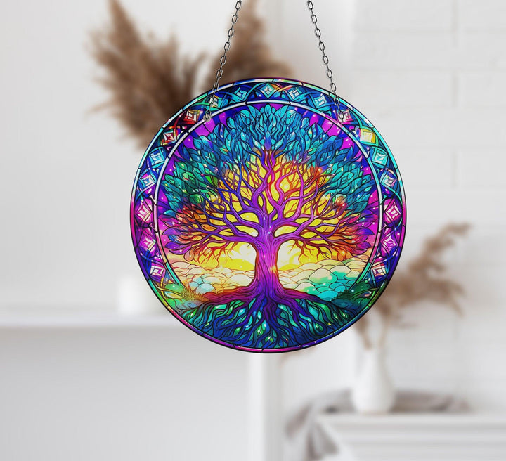 Purple Abstract Suncatcher Vibrant Stained Glass Suncatchers for Windows | Myphotostation
