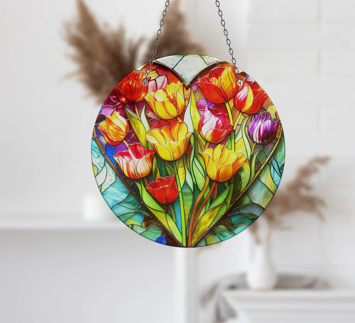Orange Vintage Floral Suncatcher Transform Windows with Suncatchers | Myphotostation

