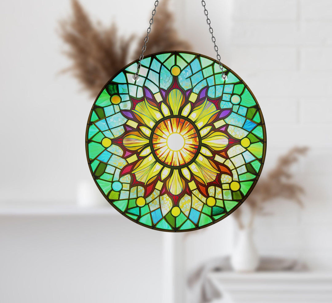 Colorful Stained  Suncatcher Elegant Tempered Glass Design for Windows | Myphotostation
