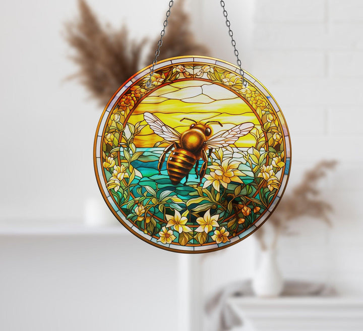 Stained with Bee Detail Suncatcher Decor Beautiful Home Decor | Myphotostation
