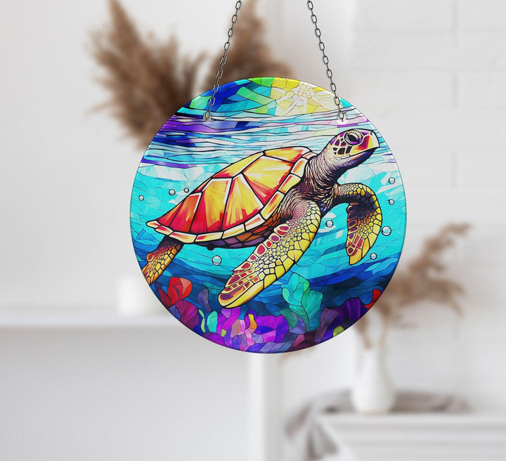 Tropical Seaturtle Suncatcher Unique Stained Glass Suncatchers | Myphotostation
