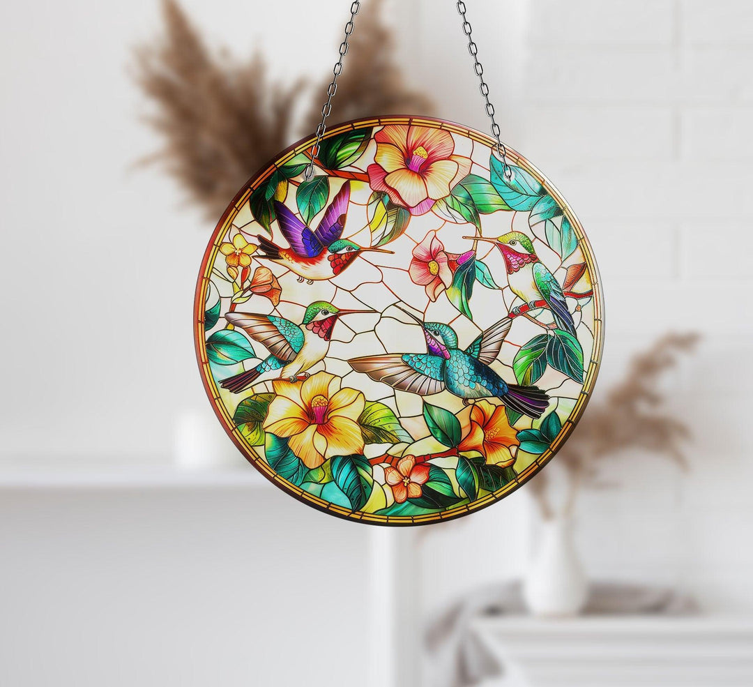 Stained Birds and Flowers Suncatcher Stained Glass Suncatchers | Myphotostation
