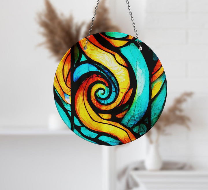Orange & Blue Fractal Suncatcher Moon Suncatchers | Myphotostation

