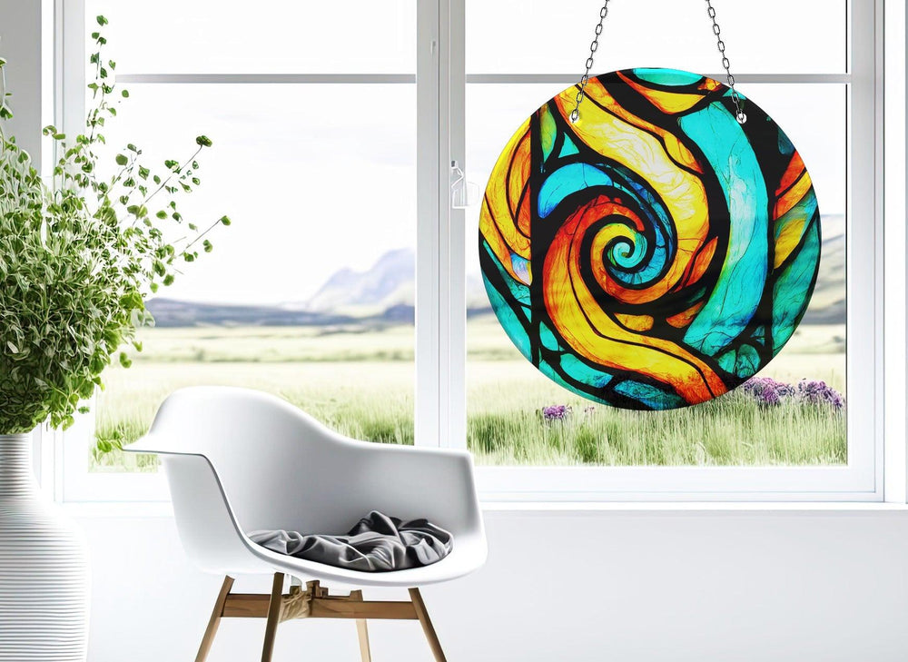 Orange & Blue Fractal Suncatcher Colorful Sun | Myphotostation 
