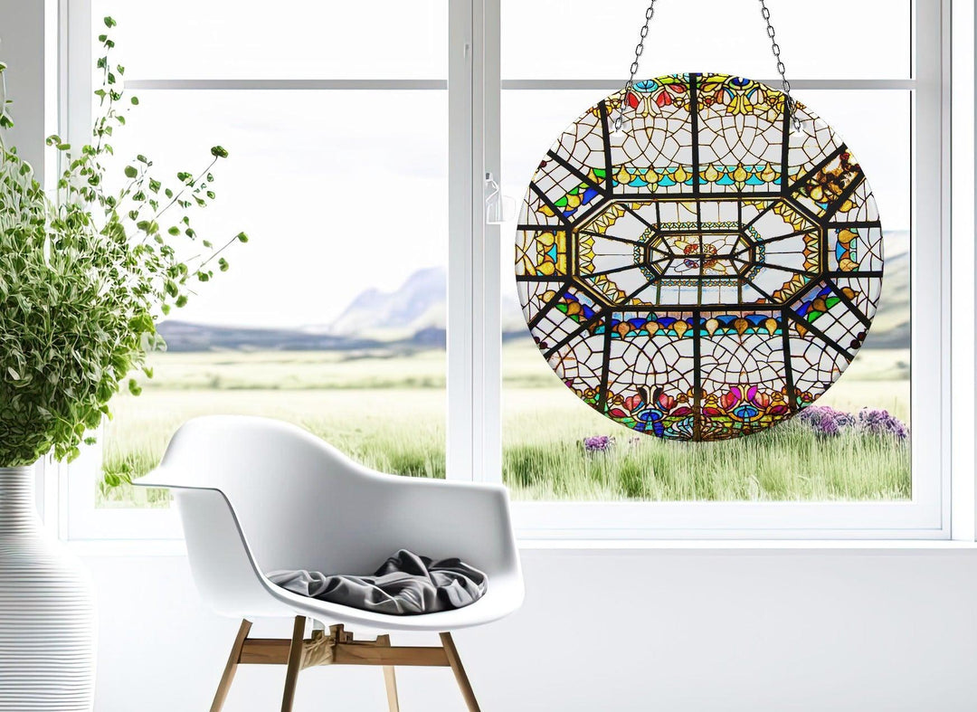 Stained Design Suncatcher Colorful Sun | Myphotostation 
