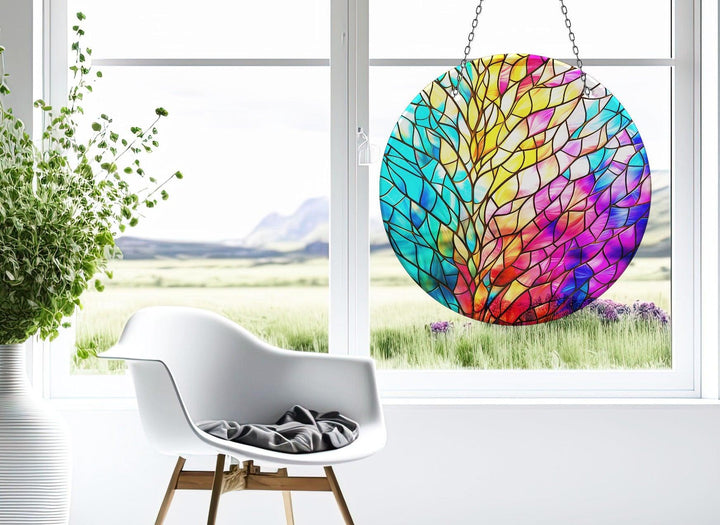 Yellow & Blue and Pink Suncatcher Durable Tempered Glass | Myphotostation
