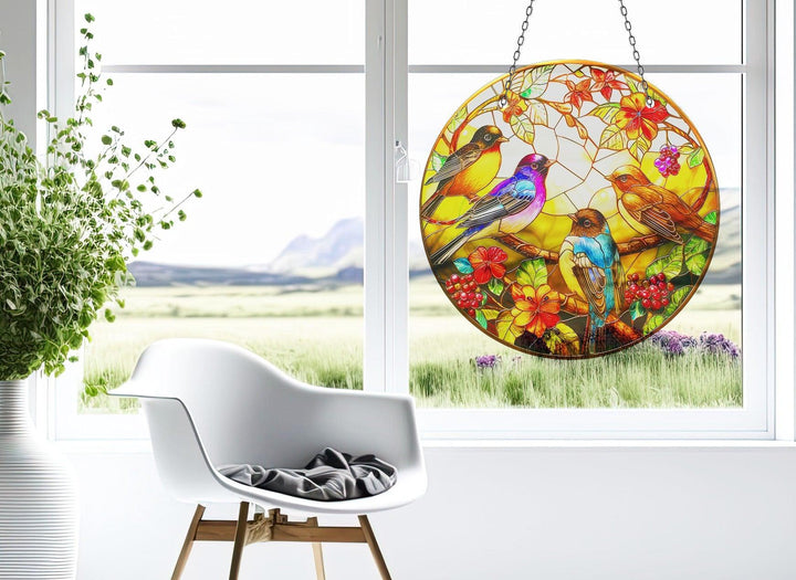 Multicolors Stained Birds Suncatcher  Brighten Windows | Myphotostation

