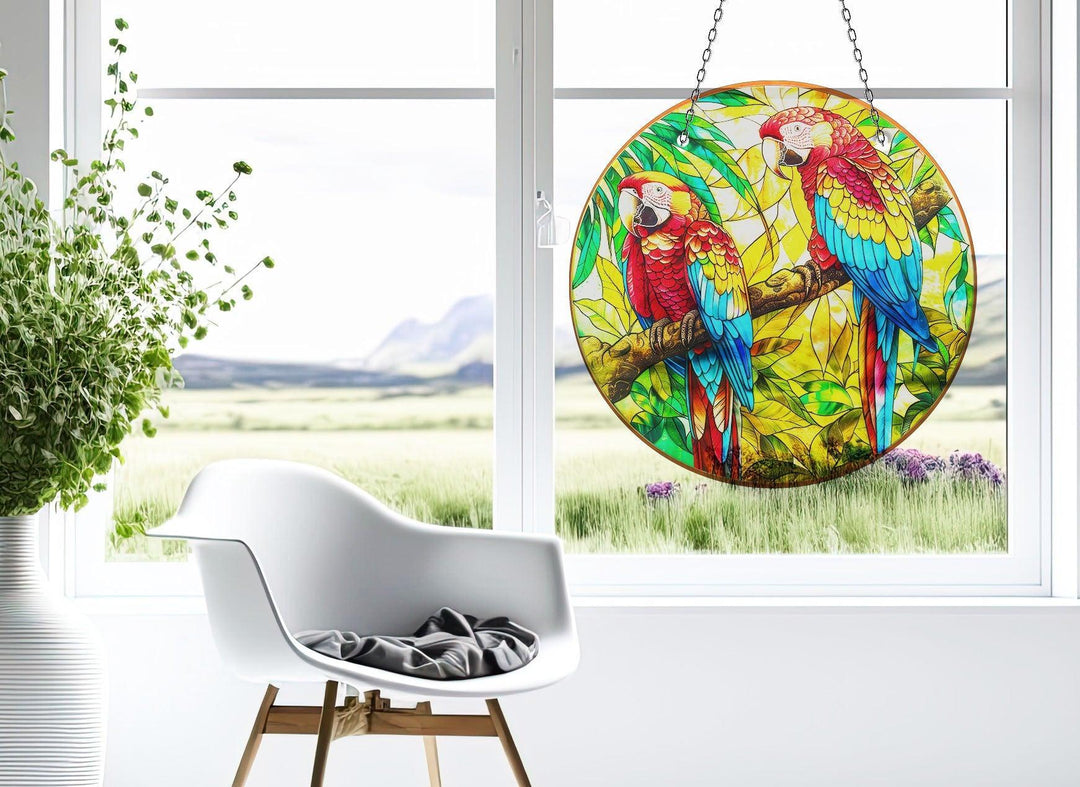 Colorful Parrots Suncatcher Decor Colorful Sun | Myphotostation 
