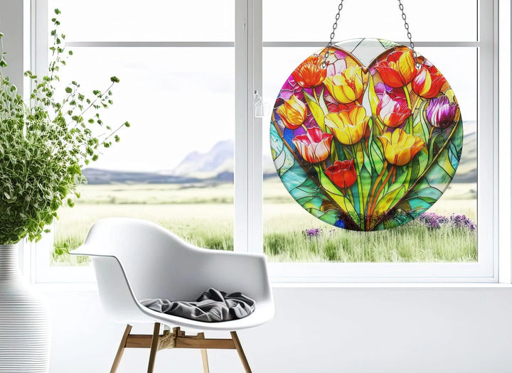 Orange Vintage Floral Suncatcher Beautiful Home Decor | Myphotostation

