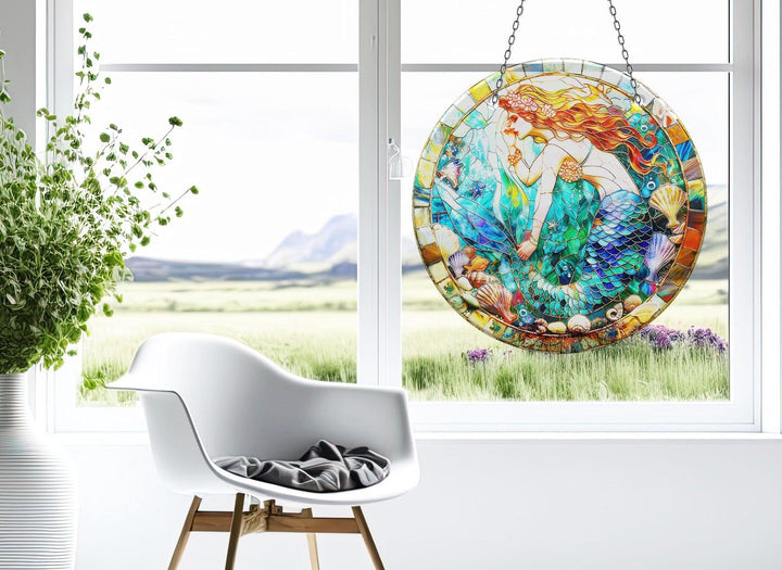 Mermaid Stained Suncatcher Sun Catcher for Window | Myphotostation
