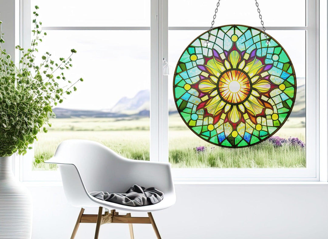 Colorful Stained Circle Suncatcher Moon Suncatchers | Myphotostation
