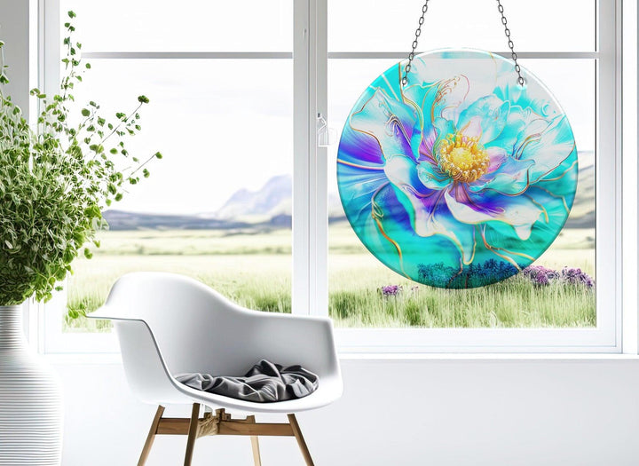 Shiny Blue Flower Suncatcher Glass Suncatchers | Myphotostation
