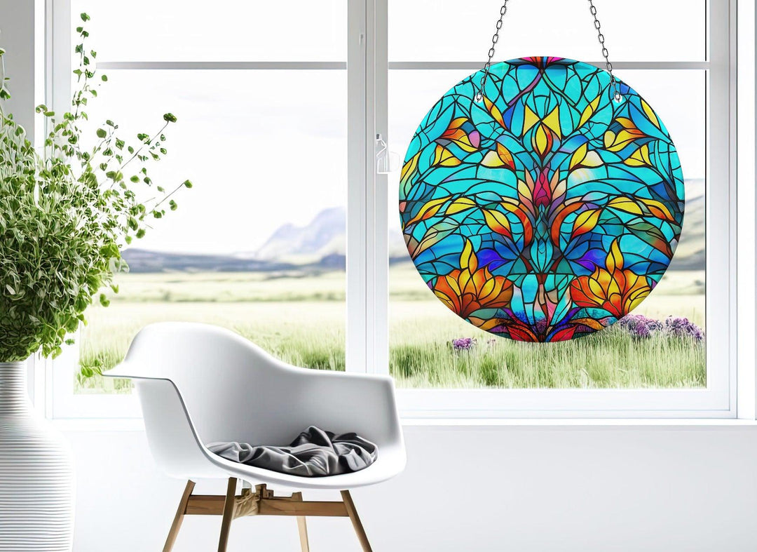 Green Flower Suncatcher Tempered Glass | Myphotostation
