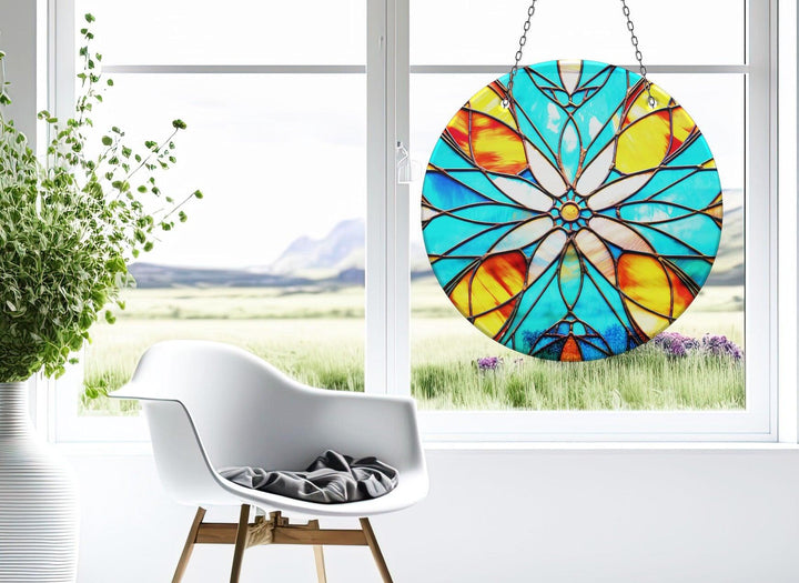 Turquoise Stained Suncatcher Moon Suncatchers | Myphotostation
