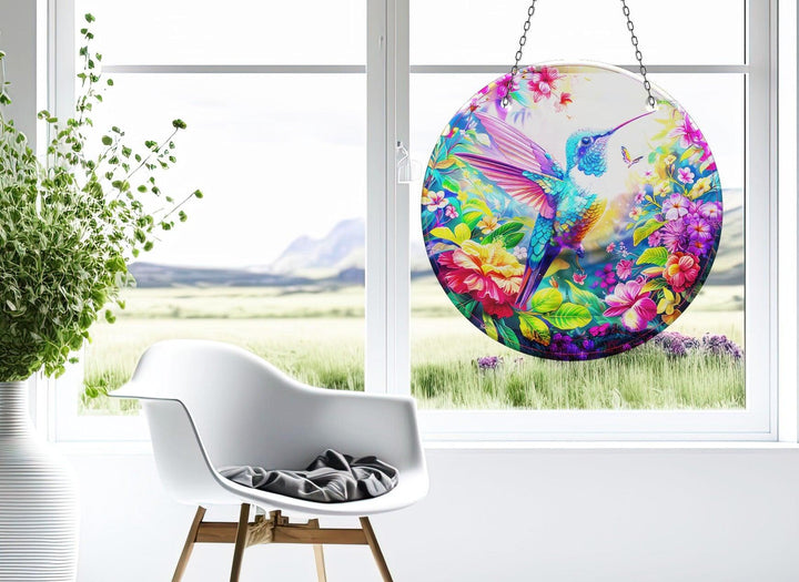 Stained Colorful Hummingbird Suncatcher Colorful Sun | Myphotostation 
