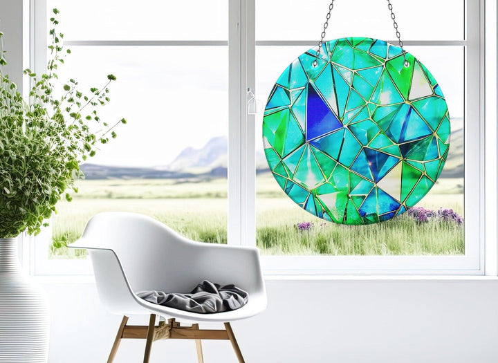 Green Stained Suncatcher Decor Stained Glass Suncatchers | Myphotostation
