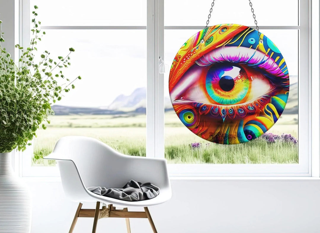 Colorful Eye Suncatcher Decor Tempered Glass Unique Stained Glass Suncatchers | Myphotostation
