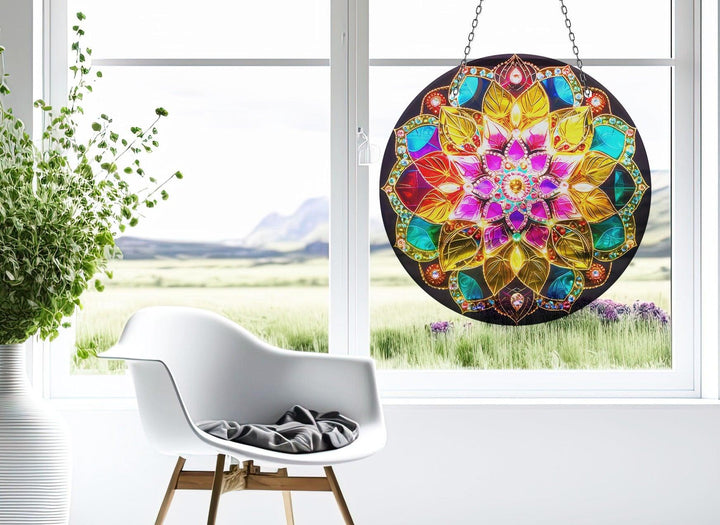 Mandala Pattern Stained Suncatcher Decor Colorful Sun | Myphotostation 
