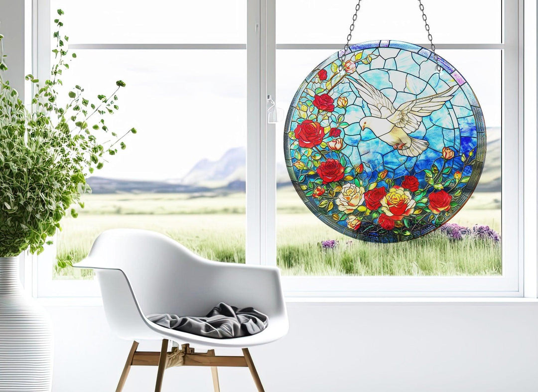 White Brids Stained Suncatcher  Brighten Windows | Myphotostation
