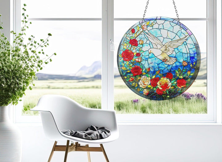 White Brids Stained Suncatcher  Brighten Windows | Myphotostation
